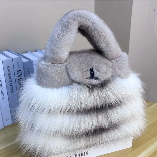 Pure Imported Mink  Y2K Fashion Desgner Crossbody Bag Luxury Handbag ling Women's Bag Real Fur Sod Bag Mink Bag Mobile