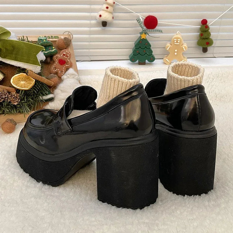 Manufacturer   Retro Le Fu Shoes New Thick Soled High Heels Daily Luxury Women's Solid Color Temperament Mary Jane with Follow-up Shoes   Pumps