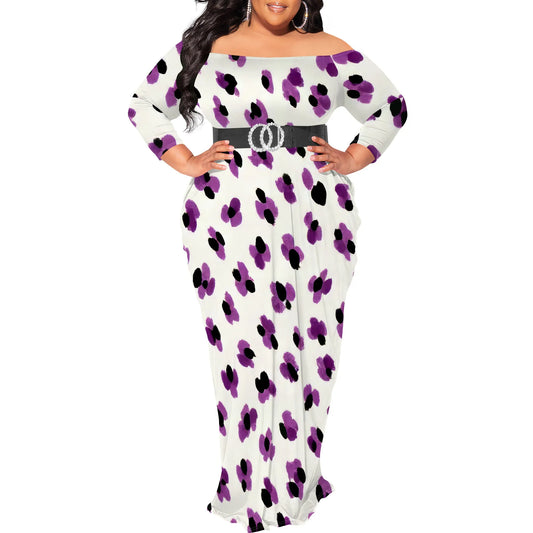 Maxi Dress for Women V Neck Casual 3/4 Sleeve Wrap Sexy Long Dresses Floral with Belt
