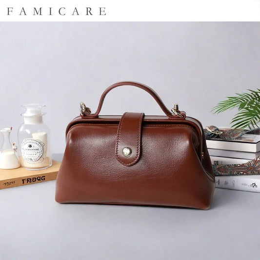 Hot sale Women Bag High Quality Waterproof Genuine Leather Messenger Lady Minimalist Doctor Handbag Girls Crossbody Shoulder Bag