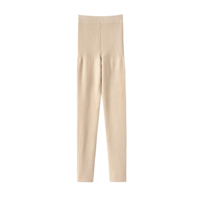 MEETCC Autumn Winter Women 100% Cashmere Legging High Waist Strech Slim Pants Autumn Winter Thick Warm Leggings Skinny Pant