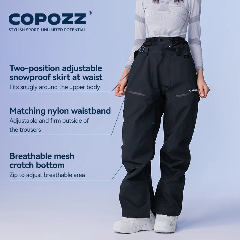 COPOZZ Winter 3L Ski Pant Men Loose Trousers Outdoor Snowboard Windproof Waterproof Snow Pant Keep Warm Women Ski Clothes