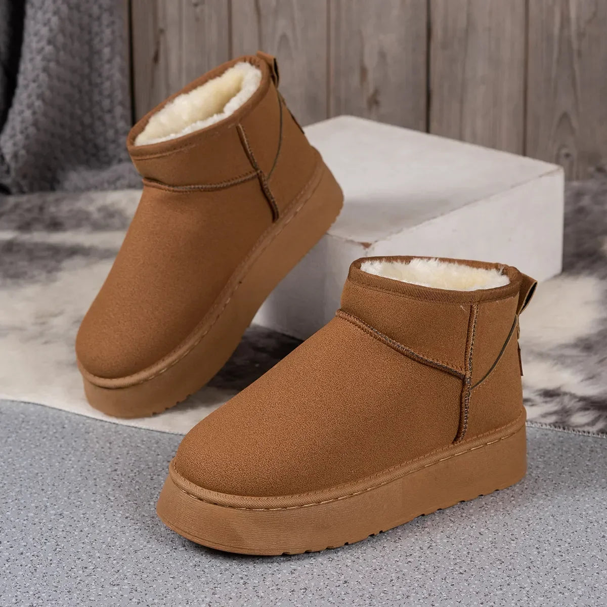 Manufacturer   Snow Boots Women Winter Keep Warm Fur Cotton Shoes Woman Faux Suede Slip-On Ankle Botas Padded Shoes   boots