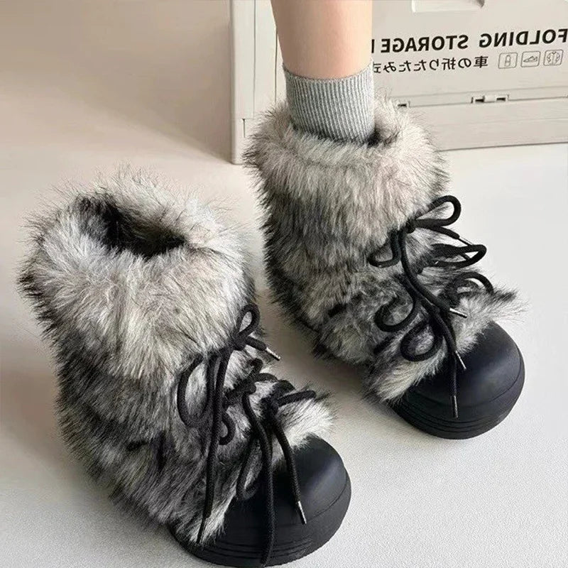 Manufacturer    Women Snow Ankle Boots Fur Designer Fashion Short Plush Flats Cotton Shoes Trend Warm Cozy Winter    boots