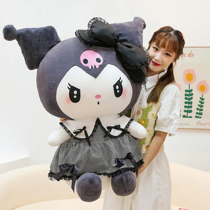 Big Size Kuromi Melody Cinnamoroll Plush Toy Pillow Anime Stuffed Doll Anime Sofa Cushion Girl's Room Decoration Xmas Gift