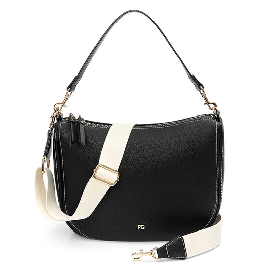 PG Fashion Women's Tote Bag Versatile Simple Solid Color Printed Lettering Metal Logo Brand Crossbody Bag Shoulder Bag