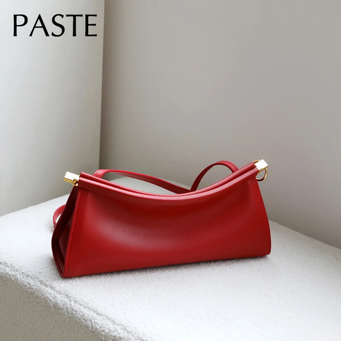 Euro French Niche Design Cowhide Clip Bag Plain Cowhide Leather Women Armpit Shoulder Bag Stylish Party Formal Occasions Handbag