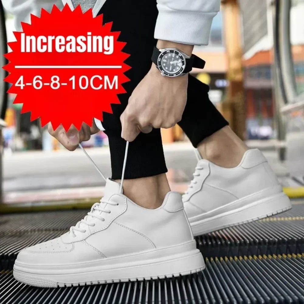 Manufacturer   PDEP New Height Increasing Shoes for Men 10cm Invisible Elevator Sneakers White Leathe Sport Zapatillas De Hombre Big Size 46    Sneakers