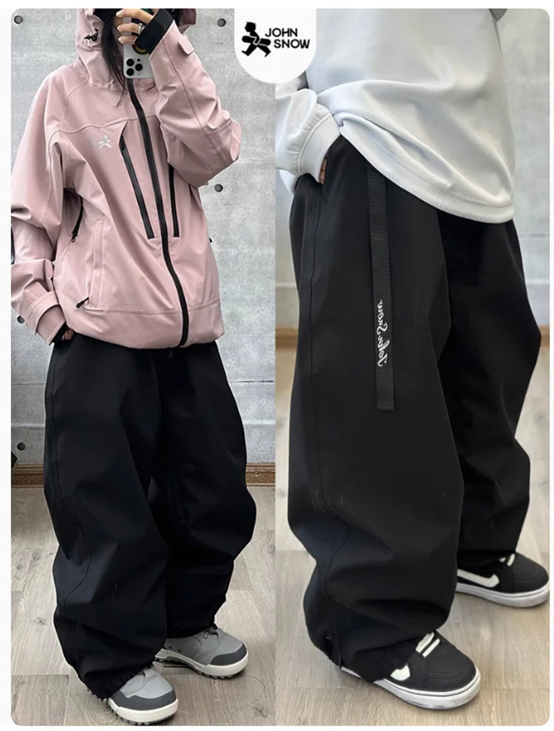 John Snow Winter Men's And Women's Waterproof Skiing Pants Warm Breathable Snow Female Trouser Outdoor Snowboardwear Male Pants