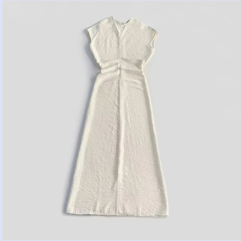 early spring temperament elegant texture pleated waist hanging comfortable and easy to maintain simple long dress
