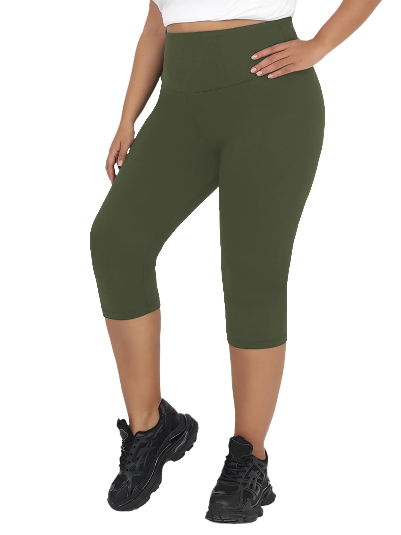 Plus Size Leggings for Women  Super soft High Waisted Tummy Control Yoga Capri Pants  No See Through Workout Running Leggings