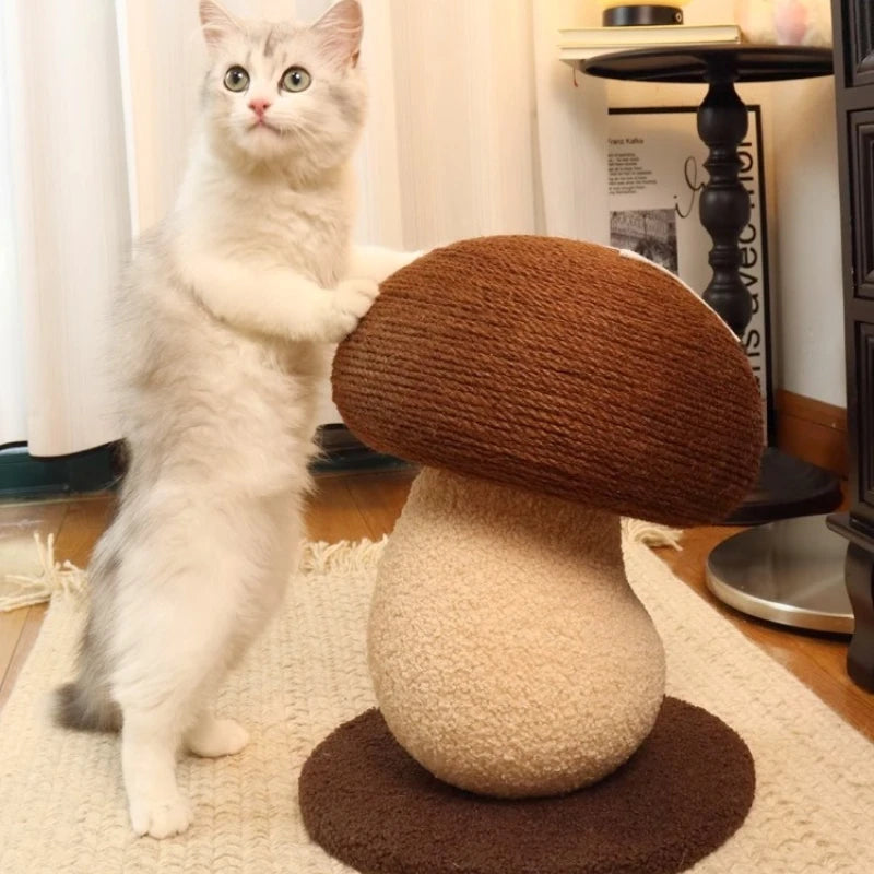 Cat scratcher rolling chassis mushroom cat tree tower Toys for pets wooden Accessories for pets red Creative ornaments modern  cat toy