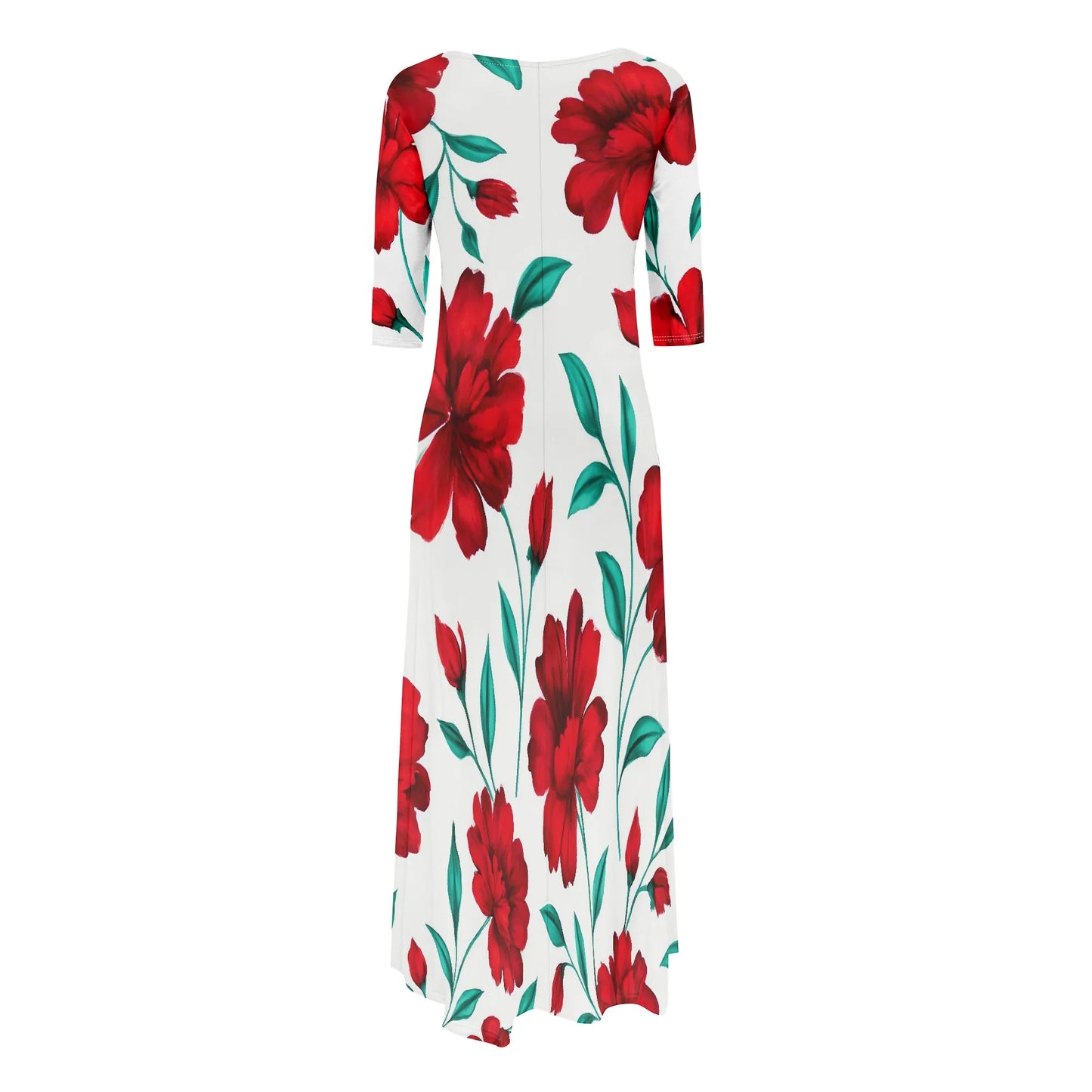 Women One Shoulder Sleeve Printed Dress High Waist Split Party Cocktail Long Dress