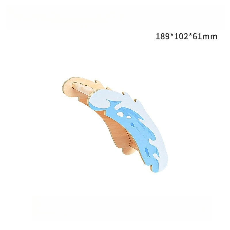 Hamster Wooden Hideout Toy Deep Sea Theme Small Pet Habitat Decor Ocean Style Escape House with Tunnel Platform Cage Accessories