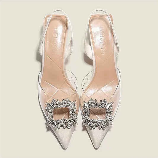 Manufacturer   Spring and Autumn Fashion New Sexy Banquet Comfortable Crystal Transparent Solid Color Pointed Toe Women's High Heels   Pumps