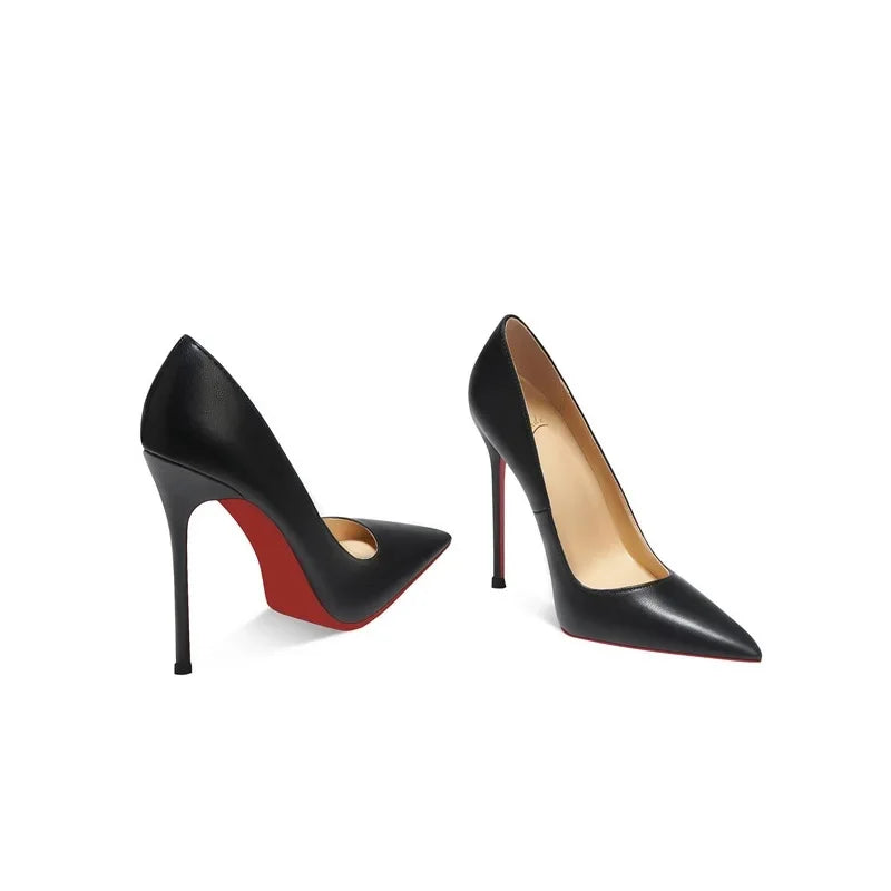 Manufacturer   Red Bottom High Heels Women's Thin Heel Summer New Sexy Black Patent Leather Soft Bottom Pointed Toe Single Shoes   Pumps