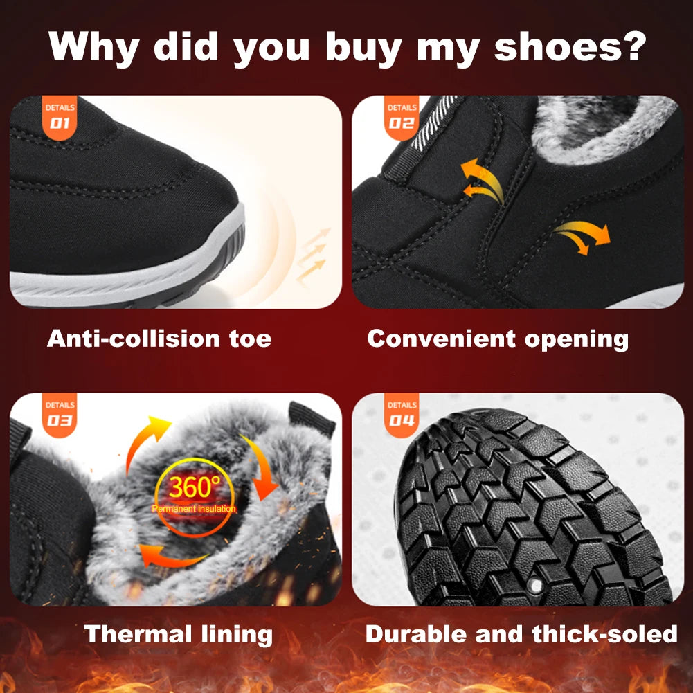 Manufacturer   Warm Walking Shoes Lightweight Thermal Ankle Boots Comfortable Slip On Sneakers Winter Thick Fur Shoes for Travel Hiking    Sneakers