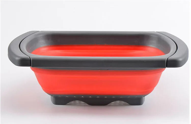 Manufacturer   Retractable Drain Basket Folding Fruit Basket Stretching Rectangular Storage Rubber Plastic Vegetable Washing Kitchen Gadgets   kitchen gadgets