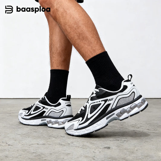 Manufacturer   Baasploa Men Sport Shoes Mesh Breathable Retro Running Shoes Fashion Classics Comfort Casual Sneakers Male Lace-up New Arrival    Sneakers