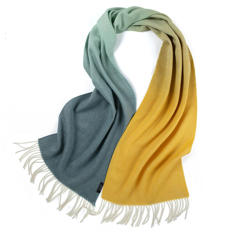 New Women Cashmere scarf Shawl Wrap  Gradient Color Winter Autumn Warm Fashion Ladies Pashmina 100% Cashmere Scarf ongolia