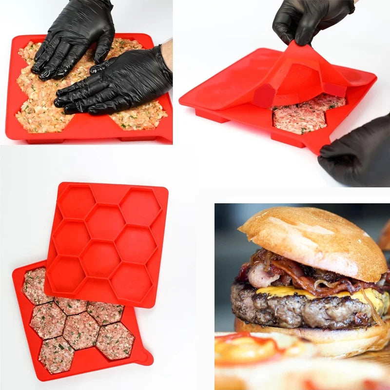 Manufacturer   8 Hole Silicone Hamburger Press Mold Non Stick Burger Patty Maker Freezer Container Kitchen BBQ Food Shaper Meal Prep Tool   kitchen gadgets