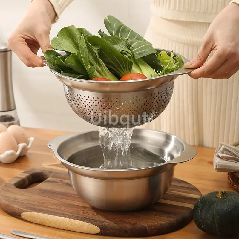 Manufacturer   Vegetable washing basin Basket rice washing artifact Fruit filter basin Strainer Kitchen items 304 stainless steel drain basket   kitchen gadgets