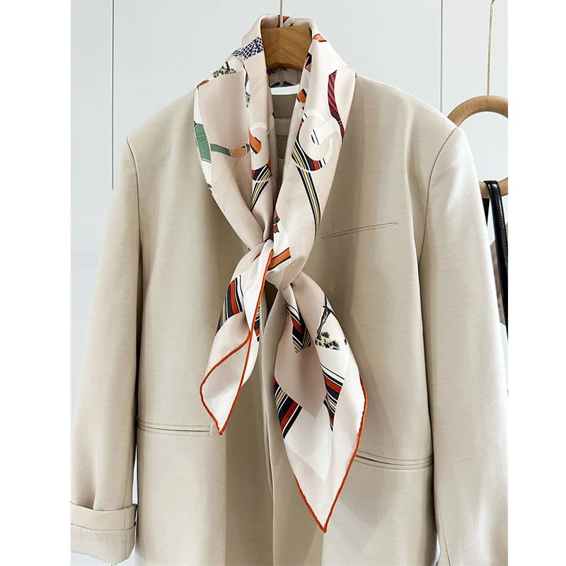 35" Large Square 100% Silk Scarf Neckerchief Double Sided Printing