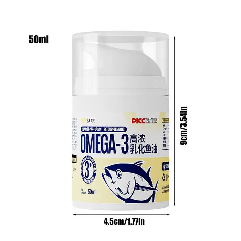 Pet Fish Oil For Cats 50ml Pet Liquid Food Supplements Highly Concentrated Press Type Small Dog Cat Fish Oil Promotes Heart Skin  cat food dog food