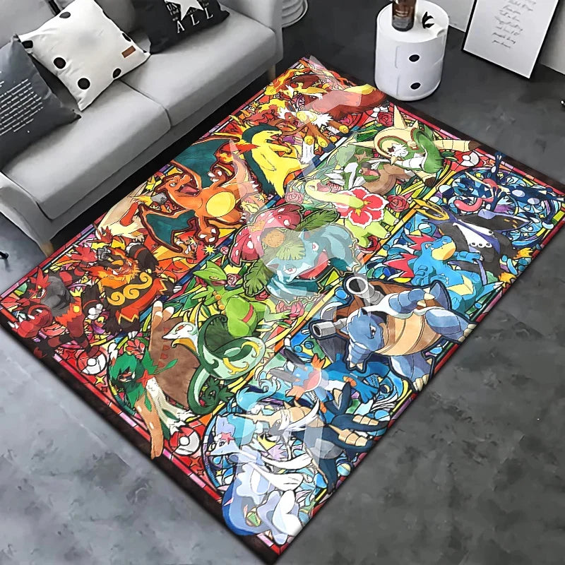 Pokemon Pikachu Cartoon Carpet Rug for Living Room Bedroom Decoration Picnic Camp Kitchen Carpet Crawling Carpet Decoration