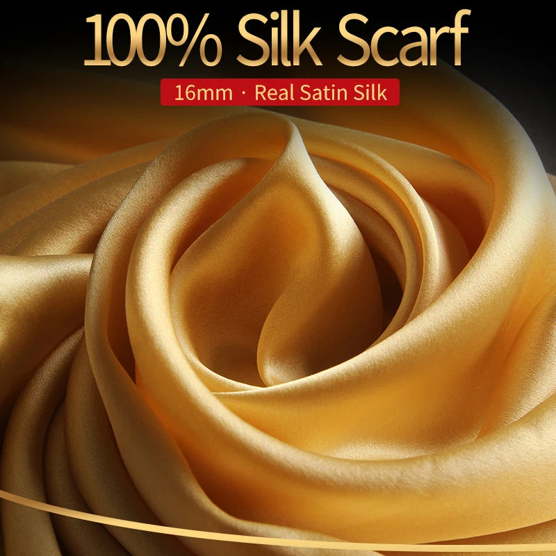 100% Real Silk Scarf Women Luxury Hangzhou Silk Shawl Silk Neckerchief Natural Silk Satin Scarf Luxury Foulard Femme