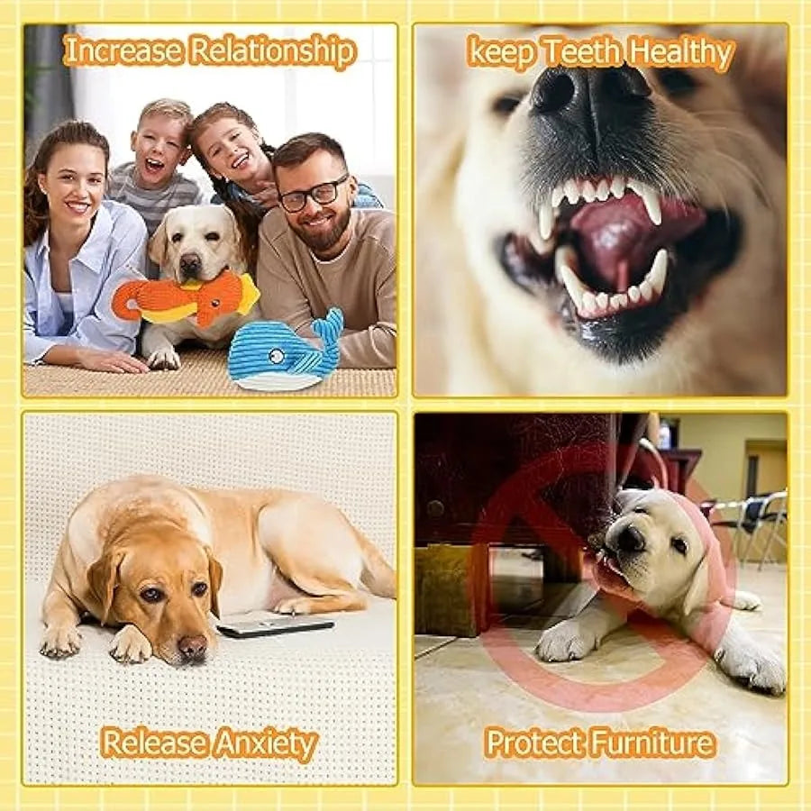 Lenwen 15 Pack Large Dog Squeaky Toys Bulk Plush Stuffed Assortment Value Bundle Pet Mutt Puppy Toys for Small Medium Pets Teet