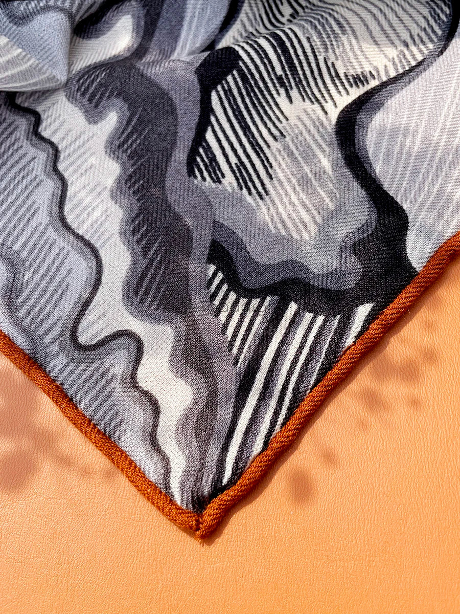 Horse Print Wool Silk Cashmere Scarf Women Luxury Brand Winter Scarfs Women Handrolled Edges Shawls Oversized Stole Foulard