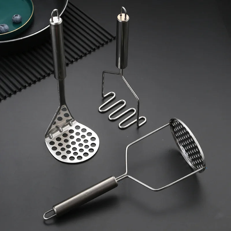 Manufacturer   Stainless Steel Potato Masher Manual Fruit Vegetable Pressure Mud Machine Kitchen Children Food Crusher Complementary Gadget   kitchen gadgets