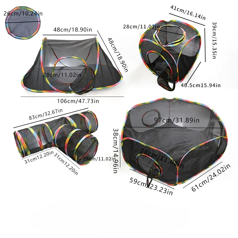 Outdoor Mesh Cat Tunnel Safe Breathable Comfortable Foldable Summer Cat Tent Toy Pet Channel Can Be Freely Combined  cat toy、dog toy