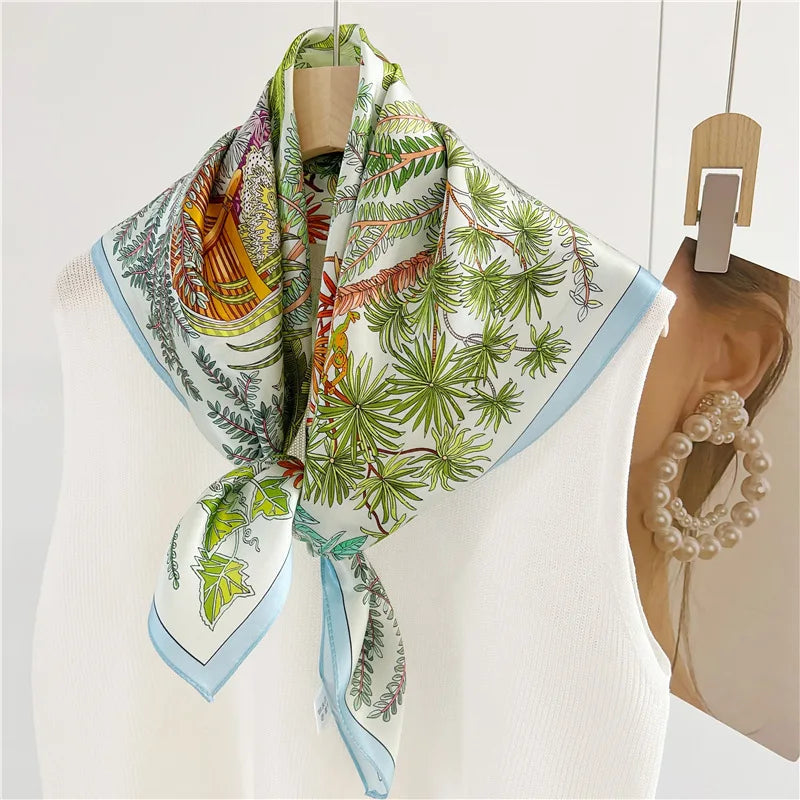 100% Natural Silk Scarf for Women Print Bufanda Mujer Real Silk Headscarf 65x65cm Bandanas Silk Scarves Square Neckscarf Wraps
