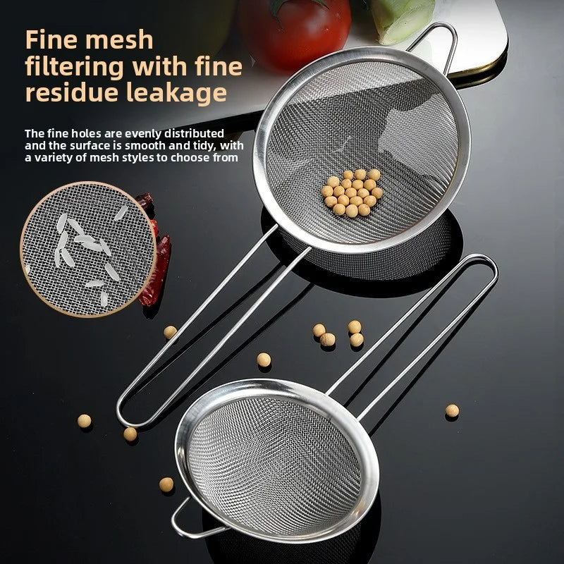 Manufacturer   Mesh Filter Sieve Stainless Steel Slotted Spoon Kitchen Set of 3 Fine Strainers Long Handle for Cooking Sifting and Frying   kitchen gadgets