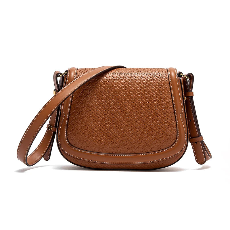 CHCH Women's Saddle Bag New Embossed Flip Small Square Bag Simple Business Women's Crossbody Bag