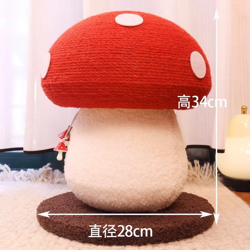 Cat scratcher rolling chassis mushroom cat tree tower Toys for pets wooden Accessories for pets red Creative ornaments modern  cat toy