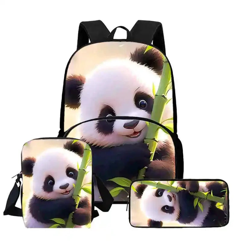 Child School Backpack with Front Pocket,Shoulder Bags,Pencil Bags for Aged 5-10,Cartoon panda School Bags for Boys Girls