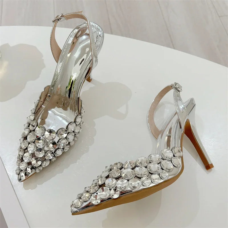 Manufacturer   Eilyken Sexy Pointed Toe Women Pumps Elegant Crystal PVC Transparent Thin High Heels Slingback Party Prom Female Shoes   Pumps