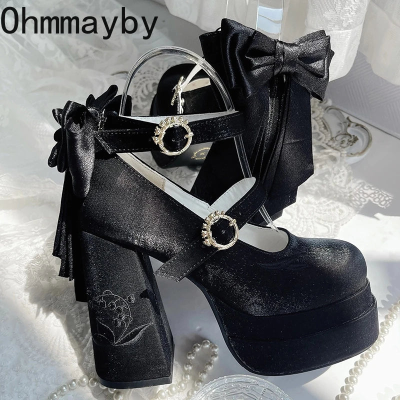 Manufacturer   Summer Platform High Heel Women Lolita Mary Jane Shoes Fashion Butterfly-knot Stripper Party Dress Pumps Shoes   Pumps