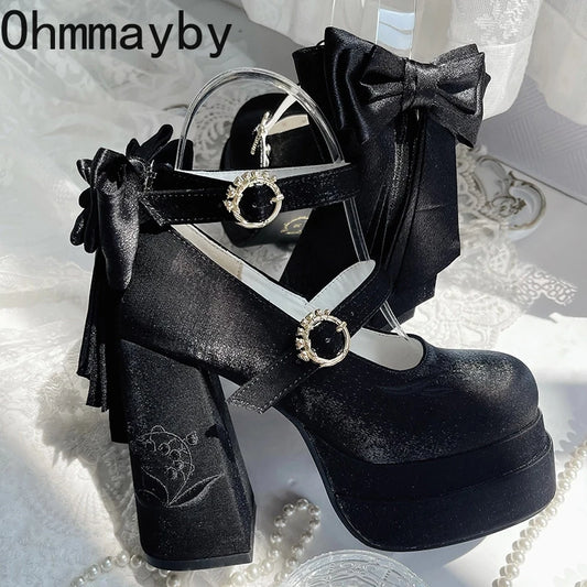 Manufacturer   Summer Platform High Heel Women Lolita Mary Jane Shoes Fashion Butterfly-knot Stripper Party Dress Pumps Shoes   Pumps