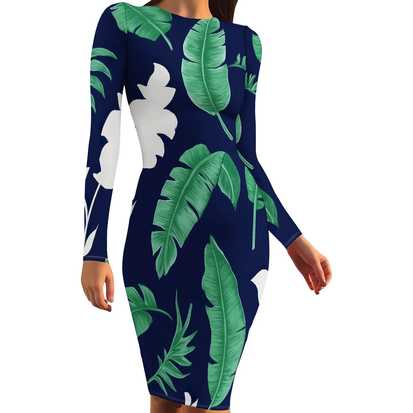 Womens Autumn Dresses Long Sleeve Basic Pencil Smocked Elastic Waist Casual A-Line Sexy Bodycon Mini Dress