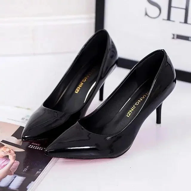 Manufacturer  Large Size Ladies Casual Office Shoes Fashion Pure Color Low Cut High Heels New Style Rubber Upgraded Version   Pumps