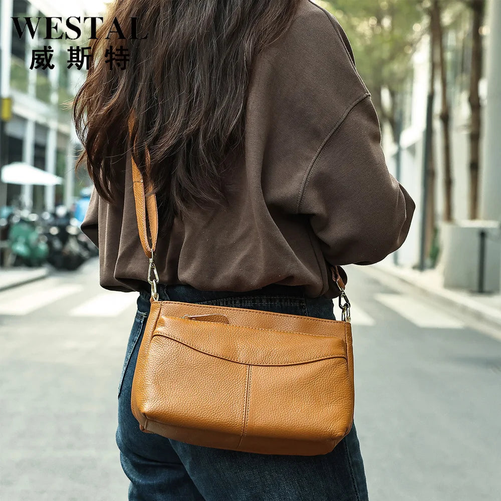 Genuine Leather Women's Bag Luxury High Quality Women Crossbody Bag Trendy Designer Cowhide Female Shoulder Bags 7651