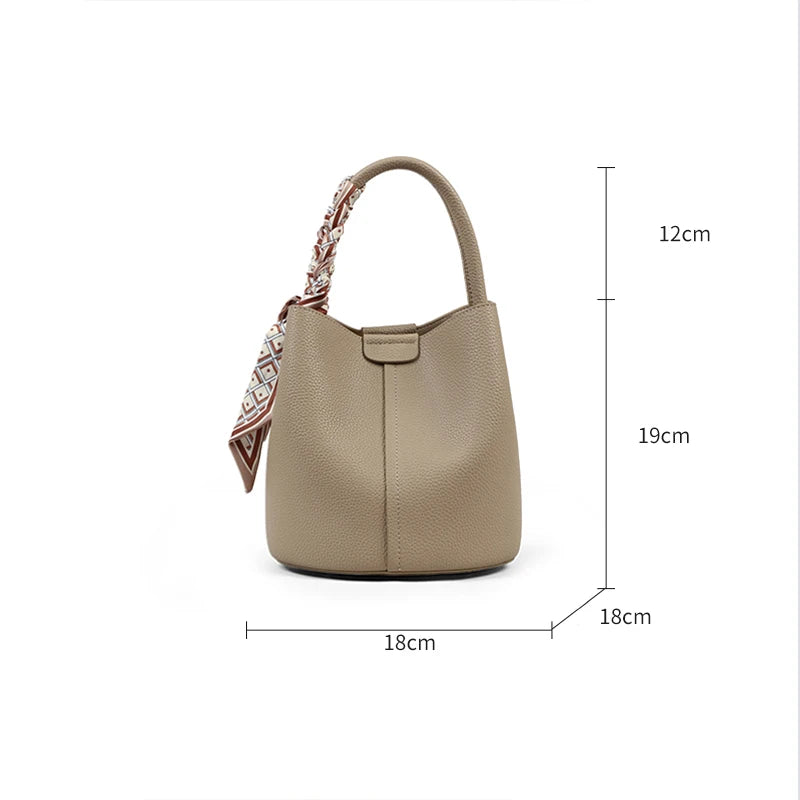 Women Wristlets Handbag  Genuine Leather Small Crossbody Bag Bucket Bag Tide