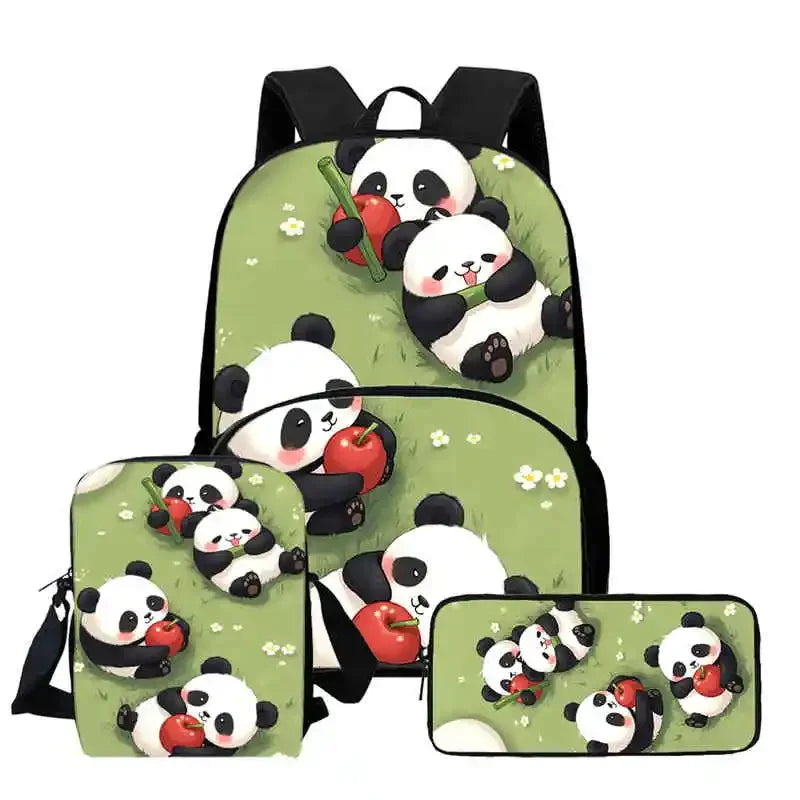 Child School Backpack with Front Pocket,Shoulder Bags,Pencil Bags for Aged 5-10,Cartoon panda School Bags for Boys Girls