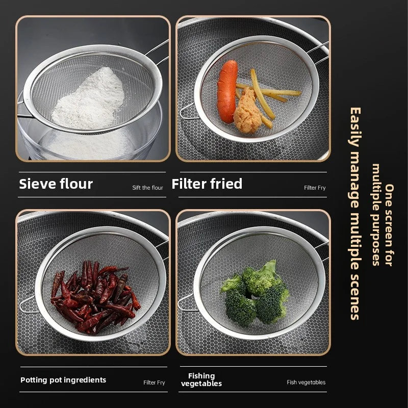 Manufacturer   Mesh Filter Sieve Stainless Steel Slotted Spoon Kitchen Set of 3 Fine Strainers Long Handle for Cooking Sifting and Frying   kitchen gadgets