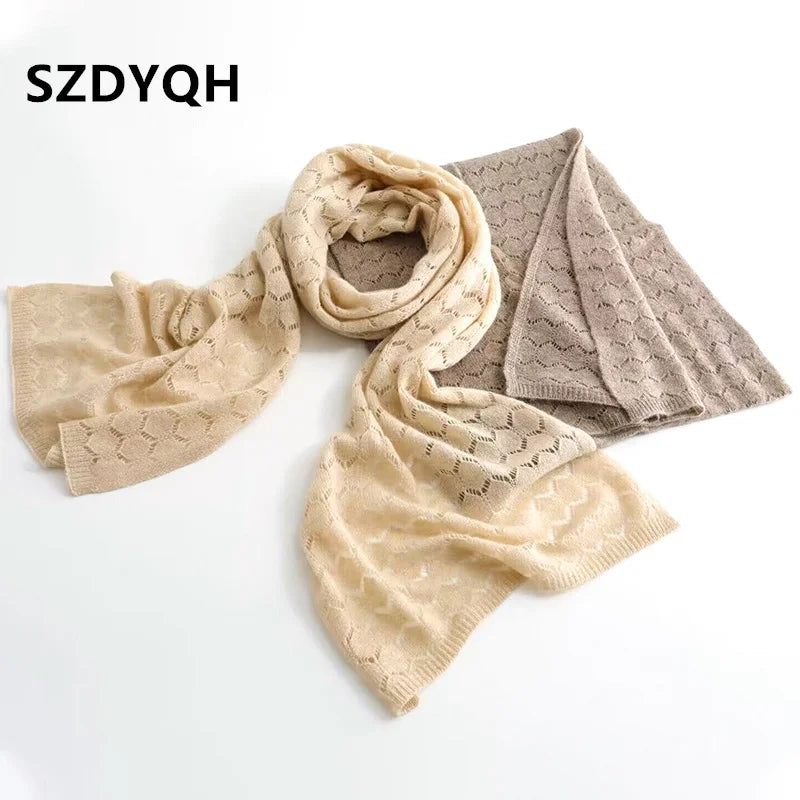 New Arrival Autumn Winter 100% Pure Cashmere Knitted Women Scarf Solid Color Poncho Warm Fashion Capes Lady High Quality Scarves