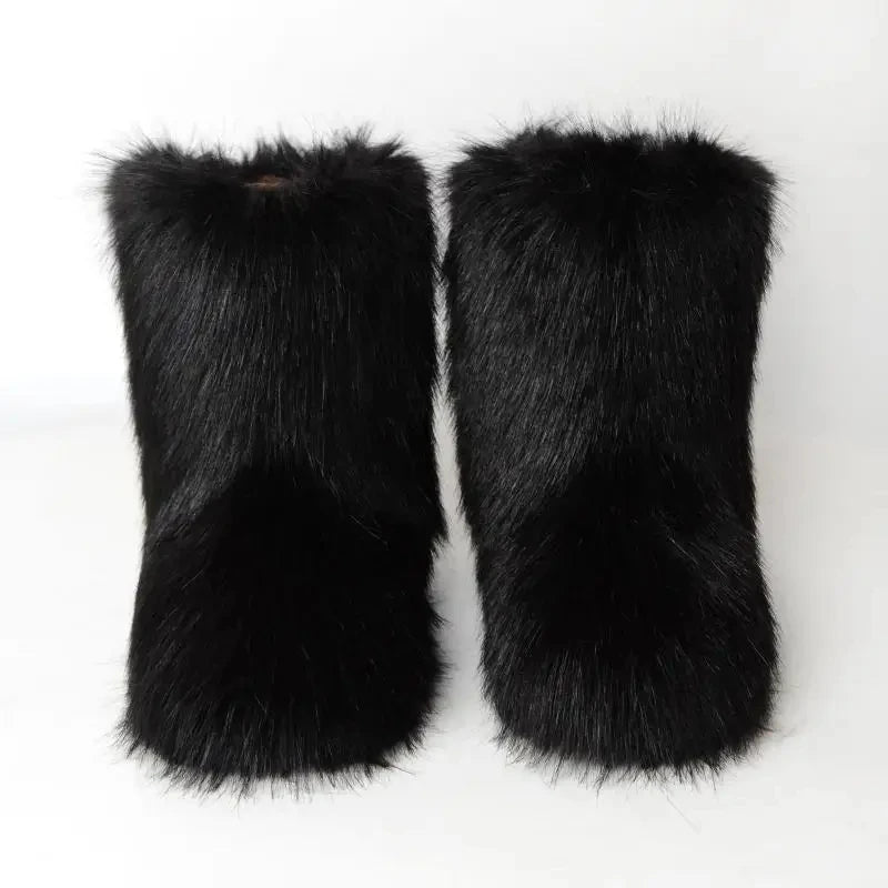 Manufacturer   Winter Shoe Women's Winter Fluffy Faux Fox Fur Boots Woman Plush Warm Snow Boots Luxury Footwear Girls' Furry Fur Bottes Fashion   boots